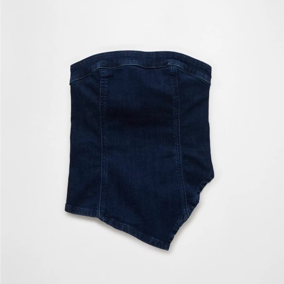 NWT American Eagle Asymmetrical Denim Corset Tube Top.  Size Large - Picture 3 of 7